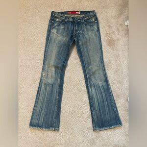 Guess Women's Faded Blue Flare Jeans